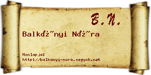 Balkányi Nóra névjegykártya