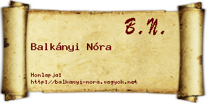 Balkányi Nóra névjegykártya