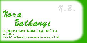 nora balkanyi business card